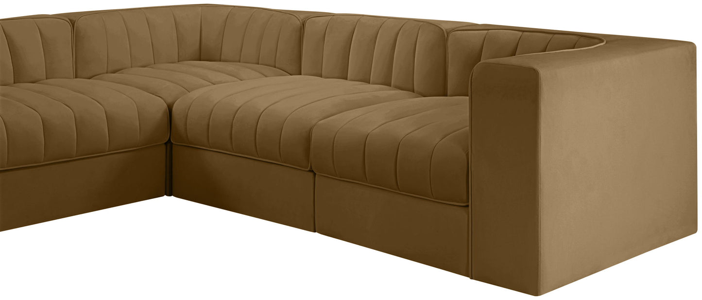 Rummi - Velvet Performance Fabric Upholstered 10 Piece Modular Sectional