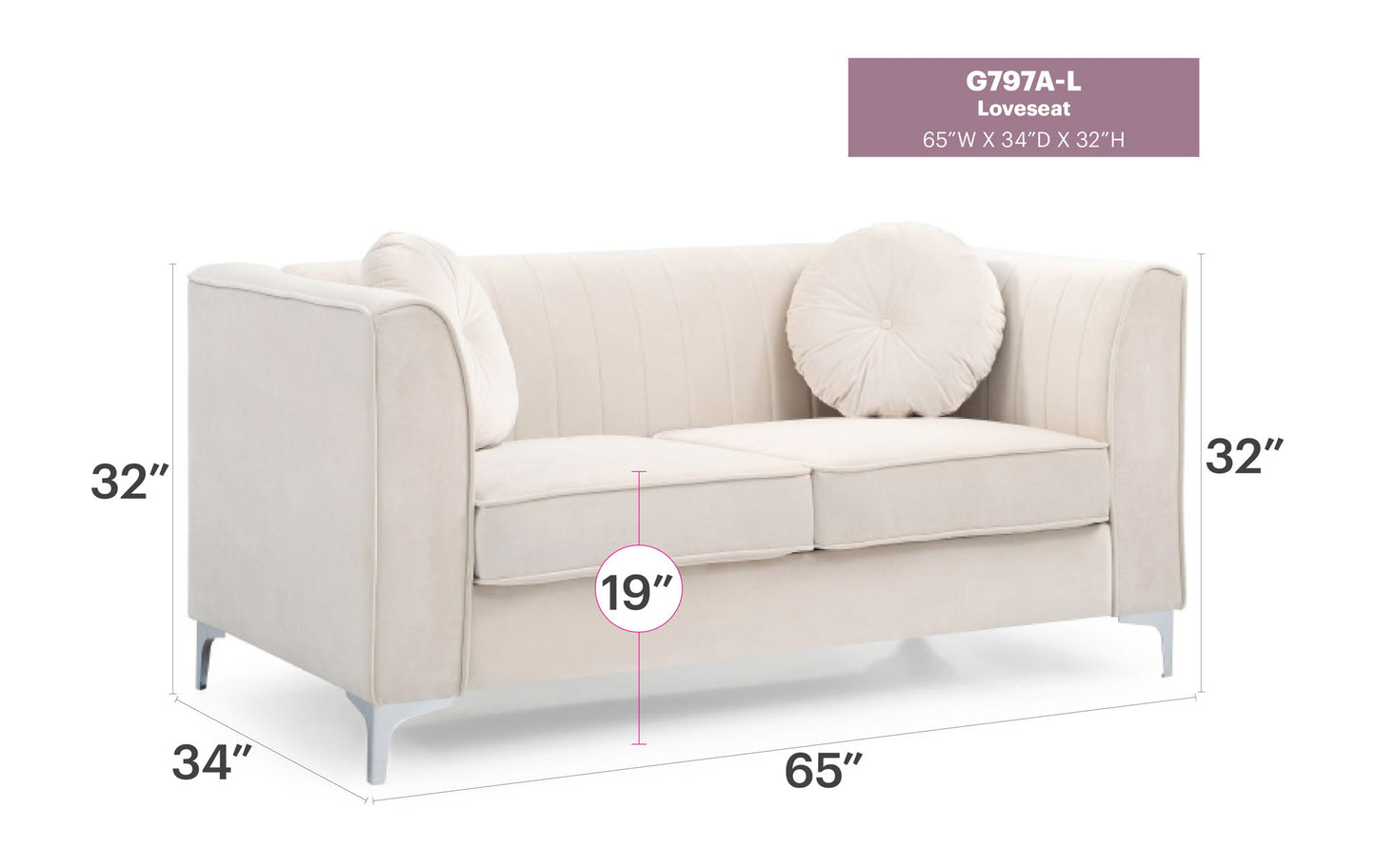 Glory Furniture - Delray - Loveseat