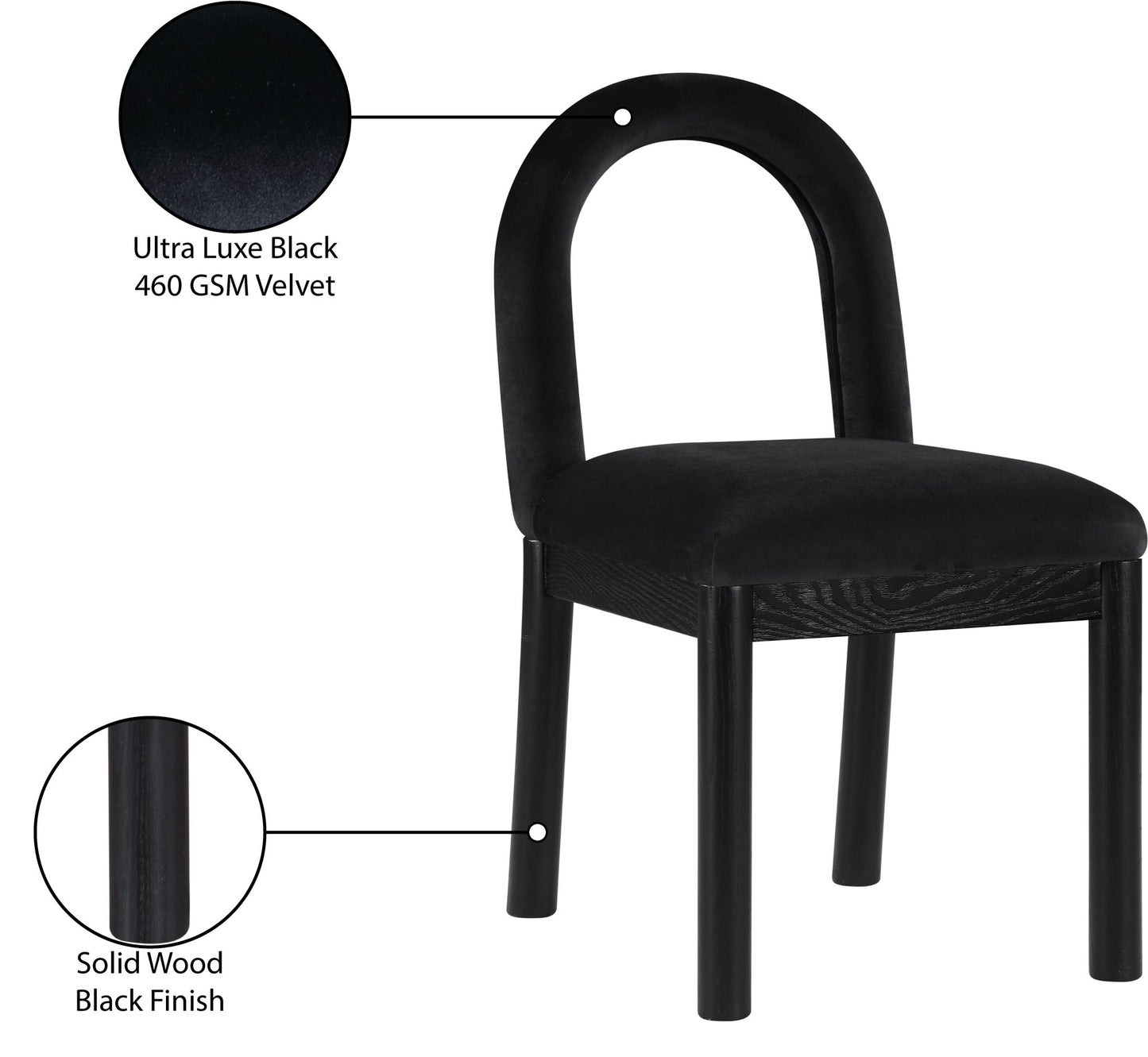Conrad - Velvet Dining Chair With Black Legs