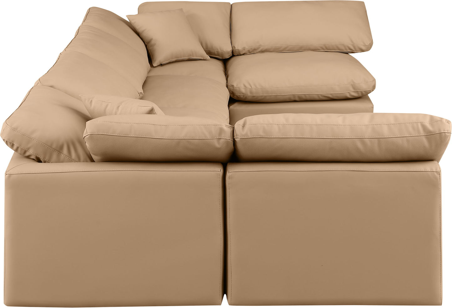Indulge - Faux Leather 6 Piece Modular U-Shaped Sectional - Tan
