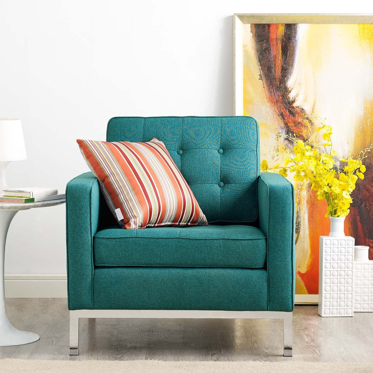Loft Upholstered Fabric Armchair - Teal