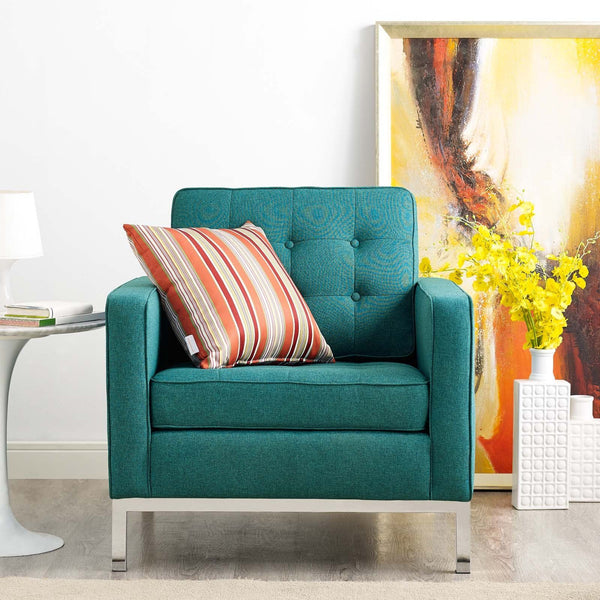 Loft Upholstered Fabric Armchair - Teal