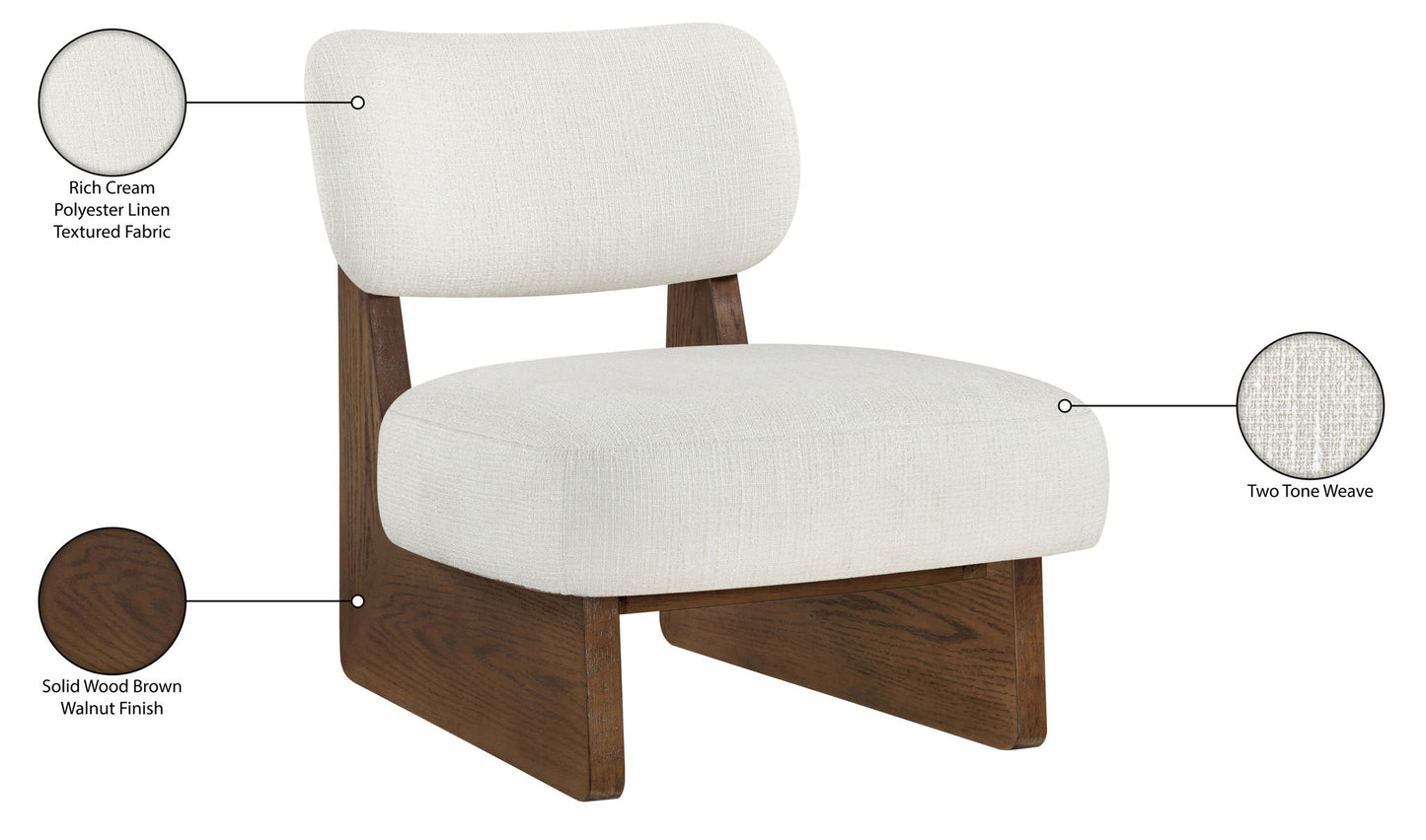 Vetra - Linen Textured Fabric Upholstered Accent Chair With Brown Base