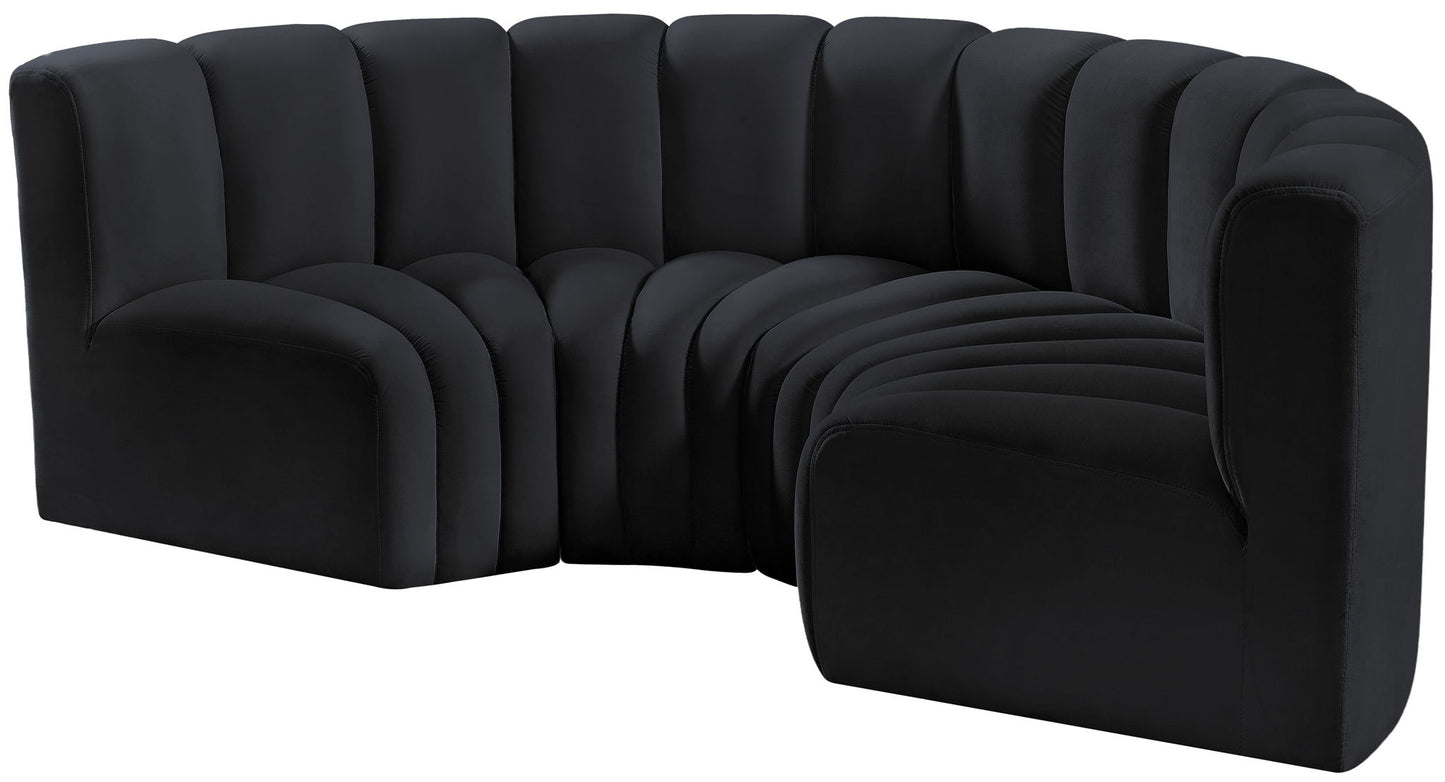 Arc - Velvet 4 Piece U-Shaped Modular Sofa