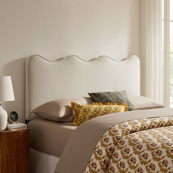 Athena Upholstered Headboard - Full, Alabaster