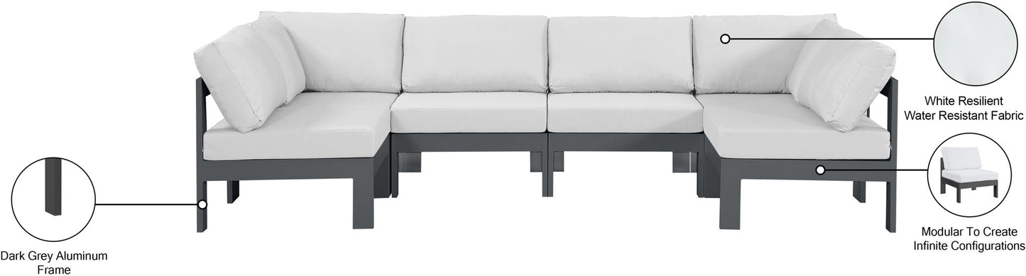 Nizuc - Outdoor Patio 6 Piece Modular Sectional With Gray Frame