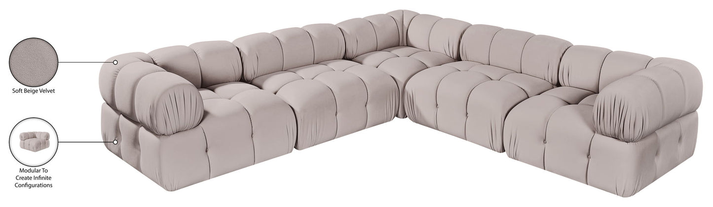 Orin - Velvet 5 Piece Modular Corner Sectional