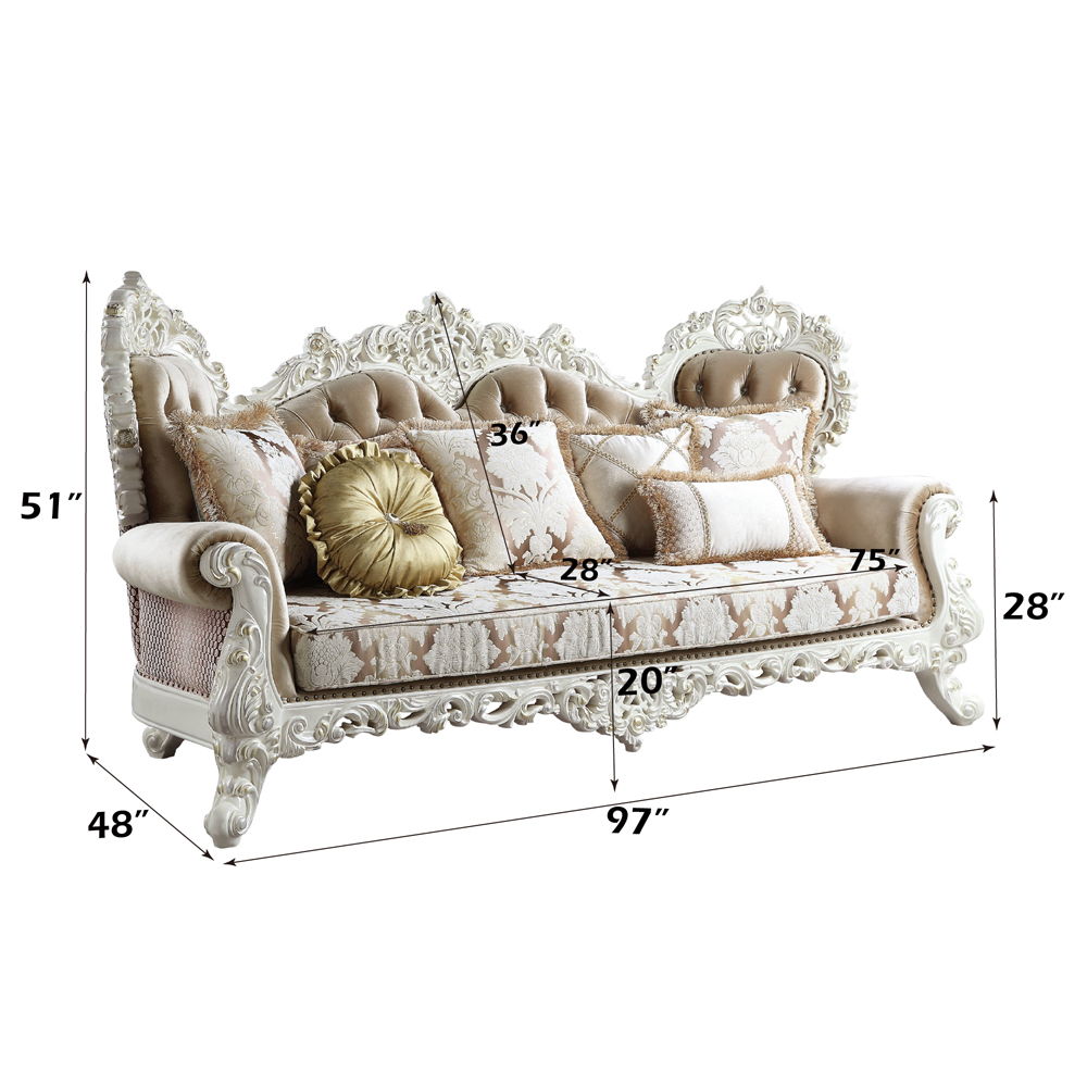 Vanaheim - Sofa With 7 Pillows - Fabric & Antique White