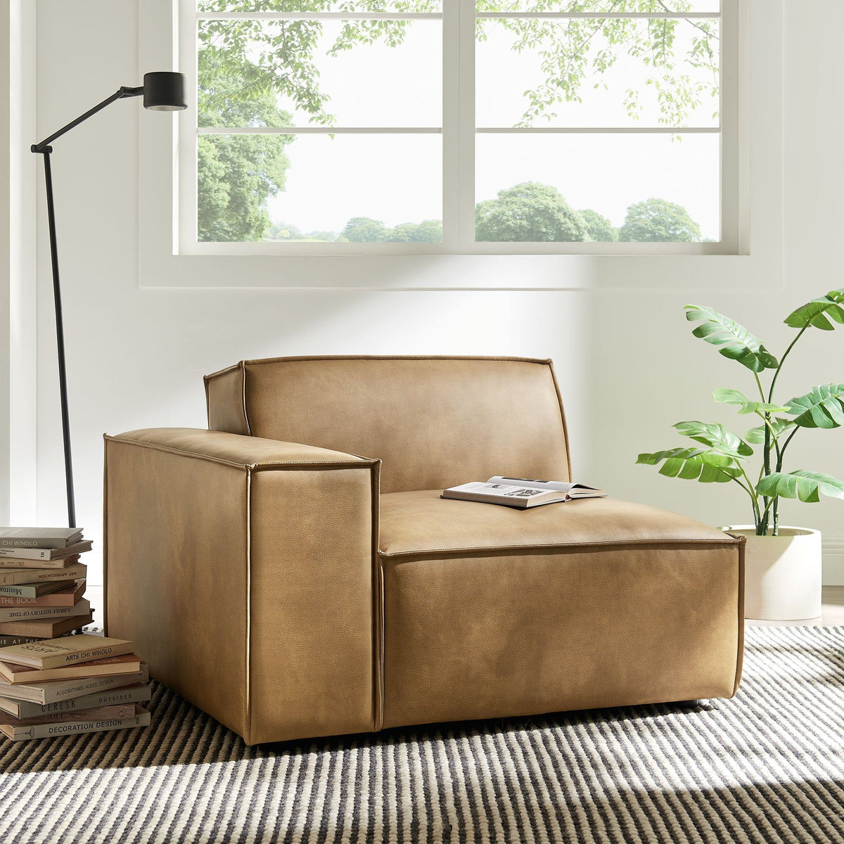 Restore Vegan Leather Left-Facing Modular Lounge Chair - Toast