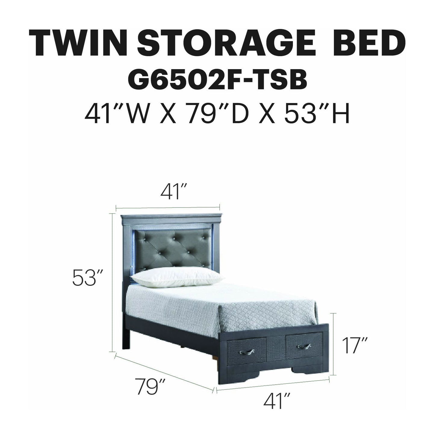 Glory Furniture - Lorana - Storage Bed With LED