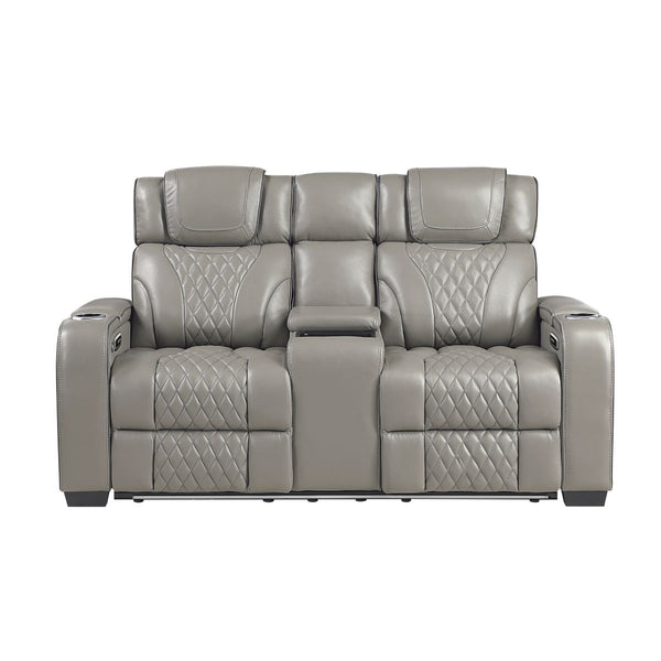 Apex Power Double Reclining Love Seat with Center Console, Power Headrests, Storage Arms with Cup Holders, Wireless charger, Air Massage and Heat, LED Lighting and Charging Ports