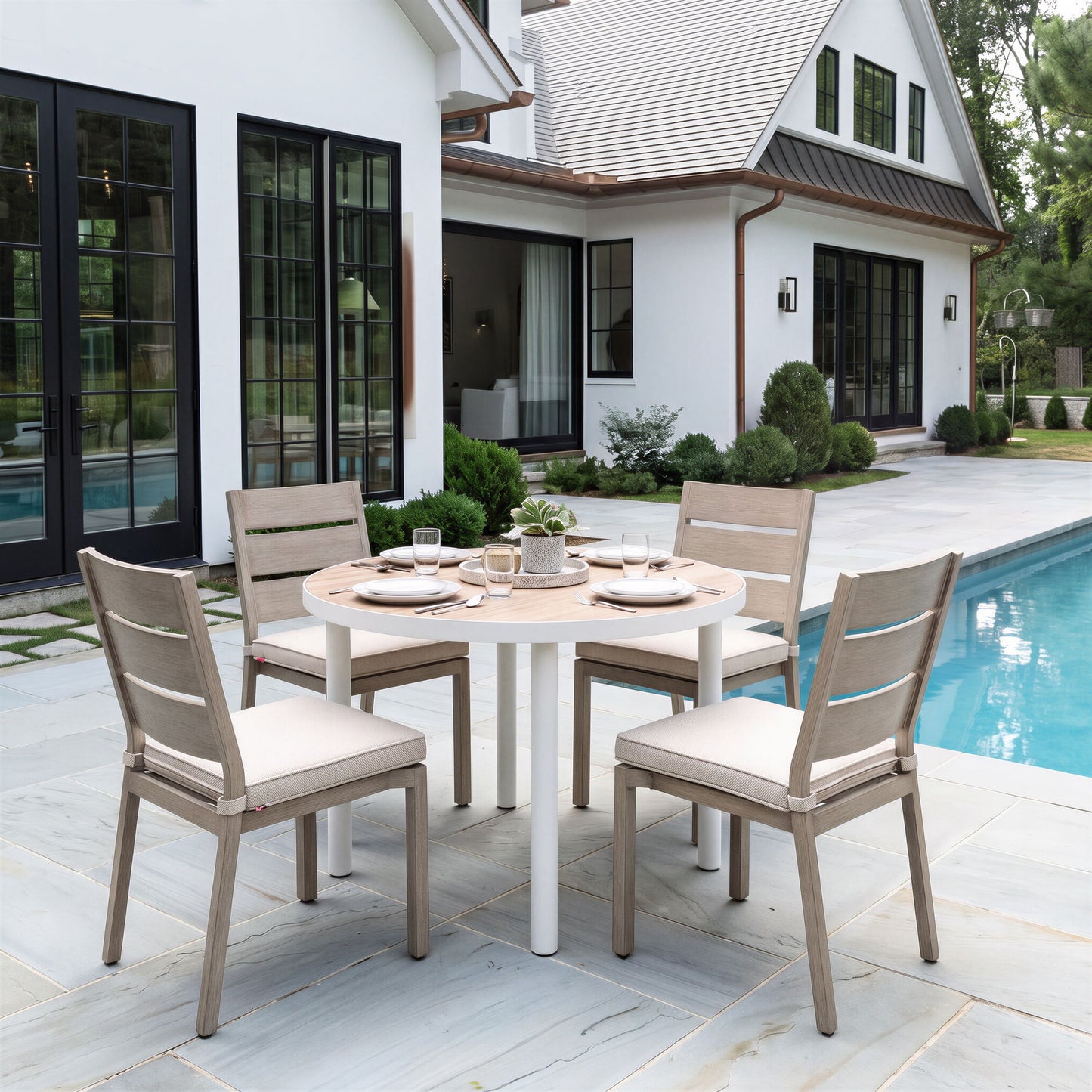 Reefline - Armless Dining Chair (Set of 2) - Gray / Light Brown