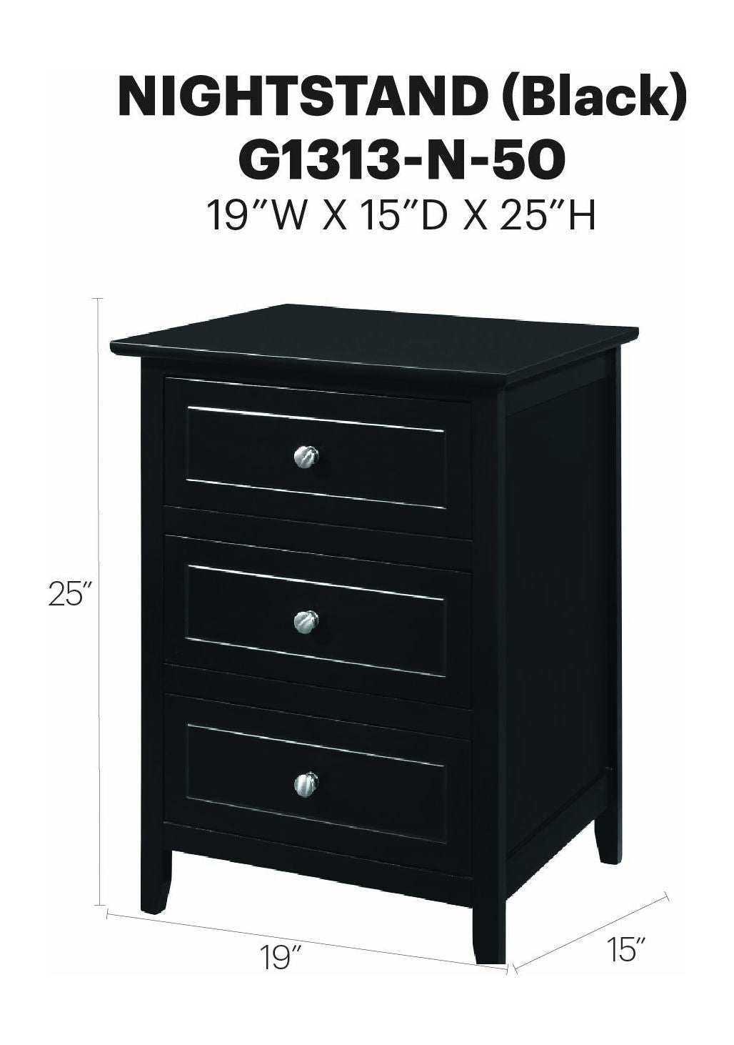 Glory Furniture - Daniel - 3 Drawer Nightstand