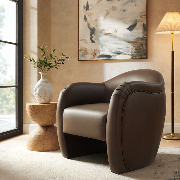 Compose Barrel Vegan Leather Accent Chair - Espresso