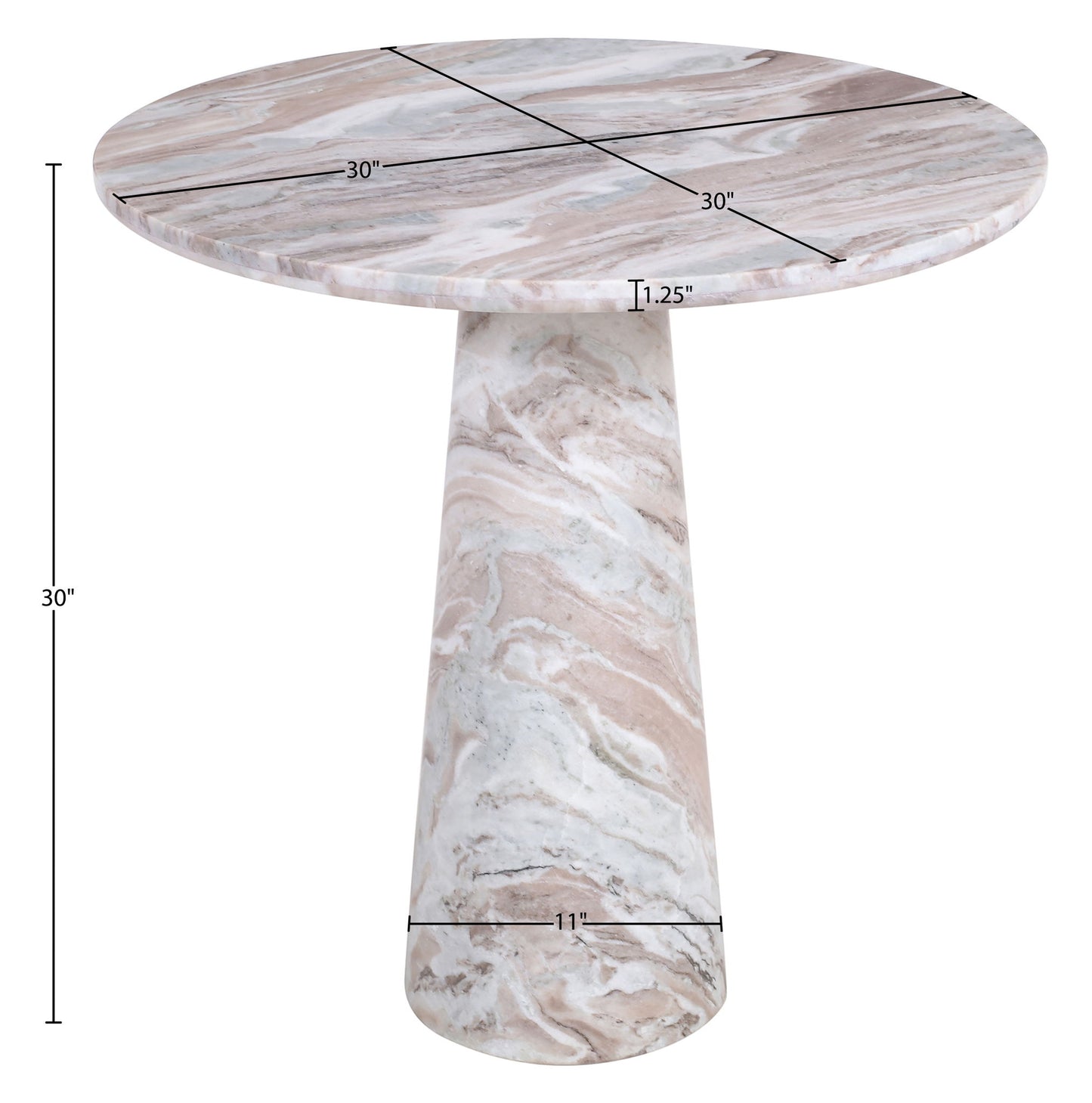 Fontelina - 30" Genuine Marble Bistro Dining Table