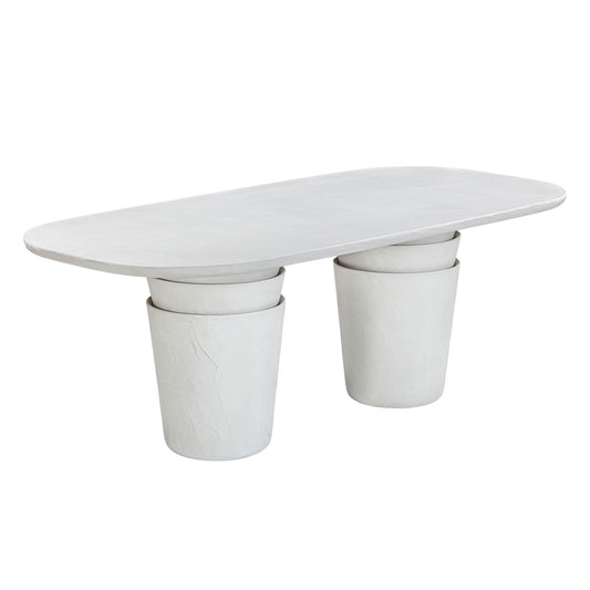 Margot - Faux Plaster Indoor / Outdoor Concrete Dining Table - Light Gray
