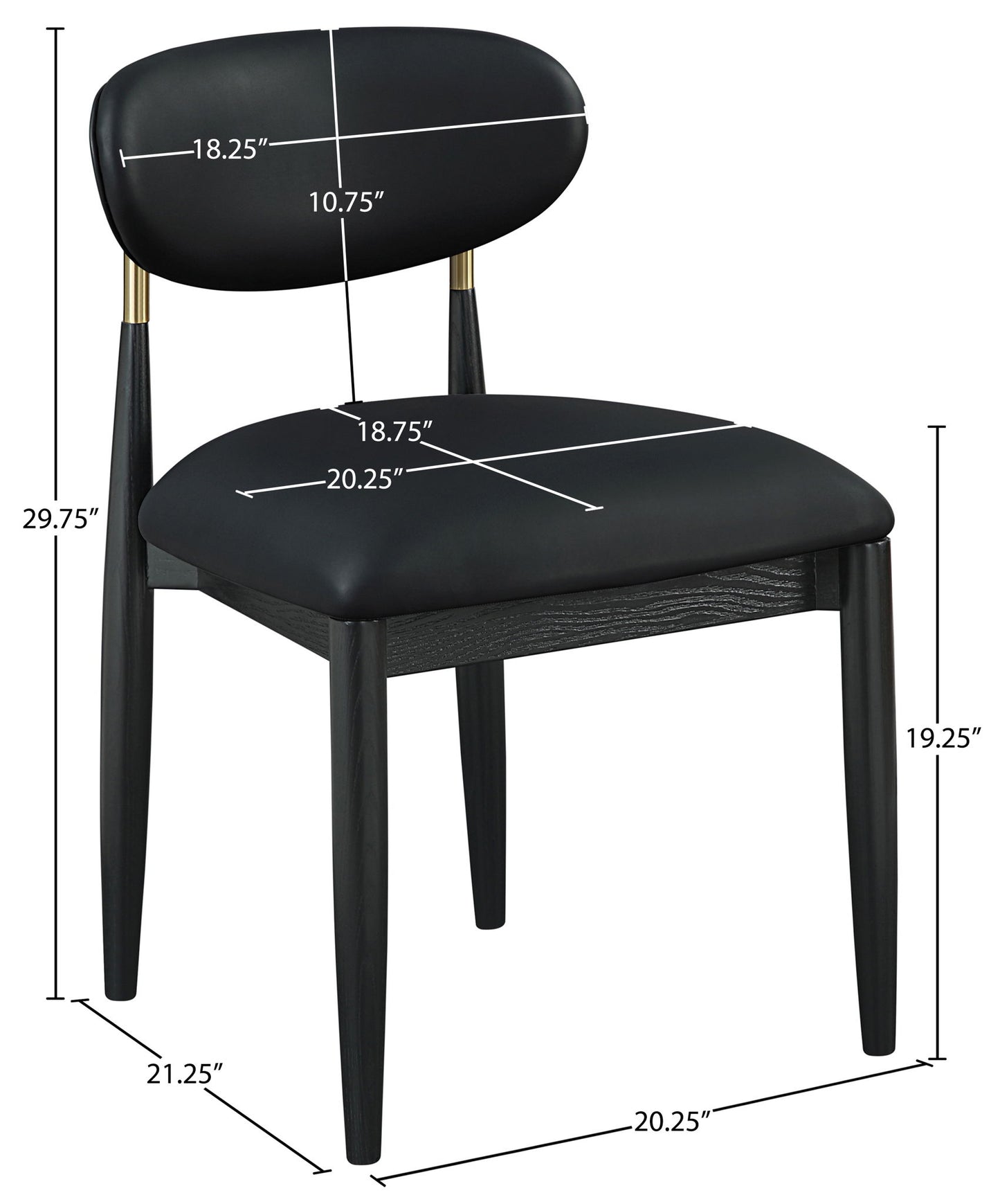 Riccio - Dining Side Chair (Set of 2) - Black And Gold Frame