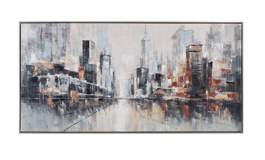 City Scape Framed Canvas - Dark Gray / Gray