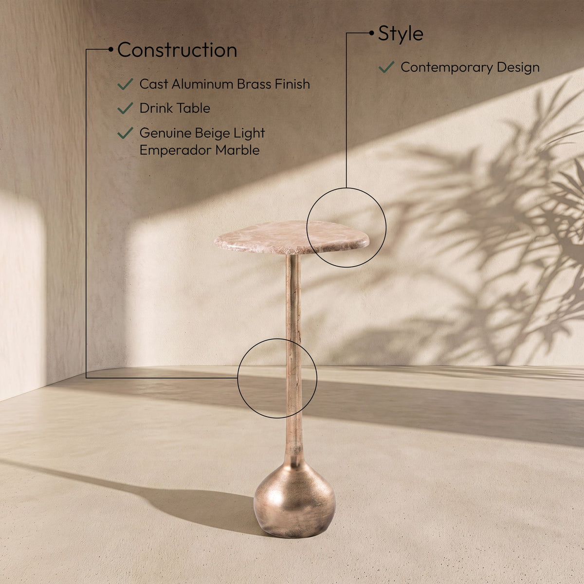 Vireo - Aluminum Base Drink Table