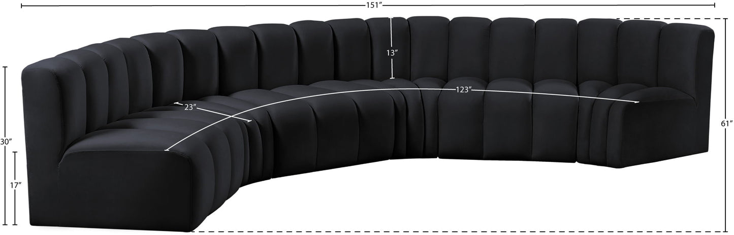 Arc - Velvet 6 Piece U-Shaped Modular Sofa