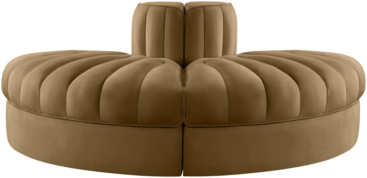 Rummi - Velvet Performance Fabric Upholstered 2 Piece  Rounded Modular Loveseat