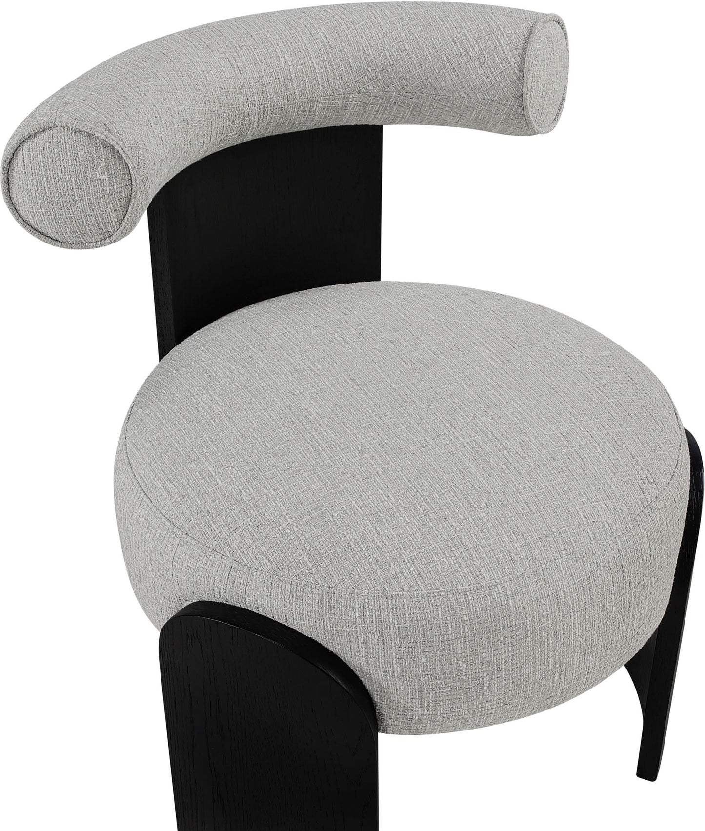 Calder - Linen Textured Fabric Upholstered Accent Chair - Painted Black Base