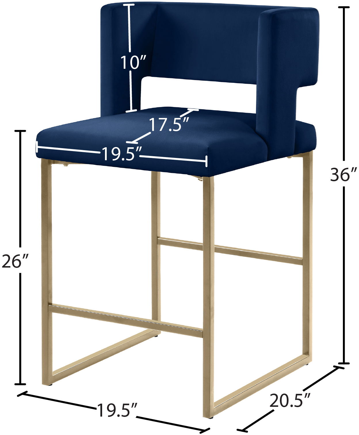 Caleb - Counter Stool with Gold Legs (Set of 2)