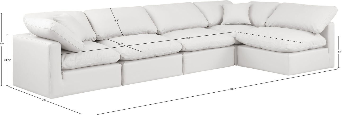 Indulge - Faux Leather 5 Piece Modular Sectional