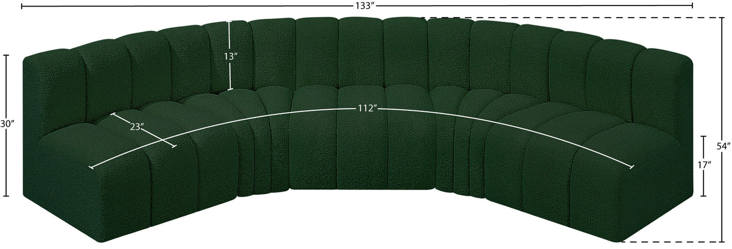 Arc - Boucle Fabric 5 Piece U-Shaped Modular Sofa