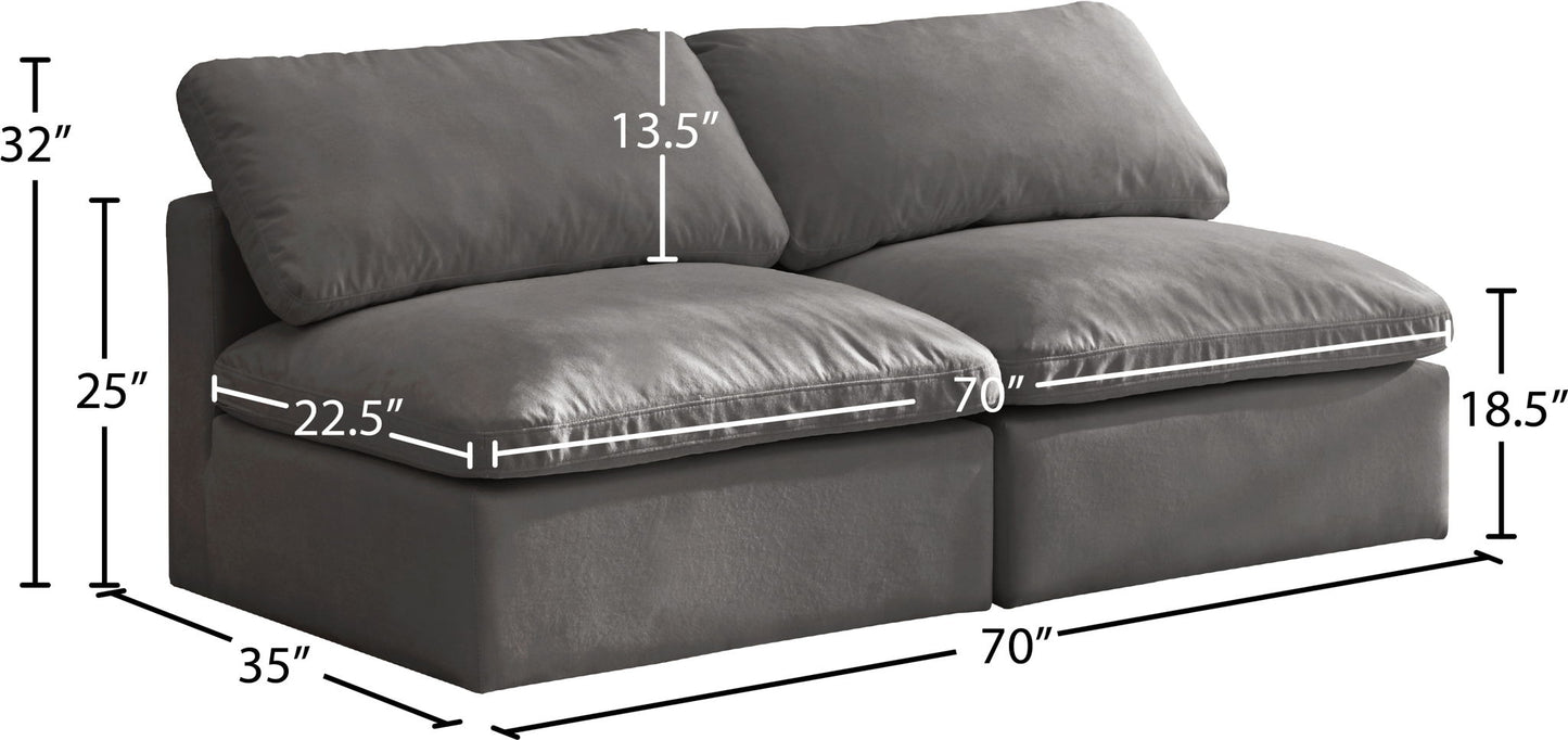 Plush - Modular Armless 2 Seat Sofa