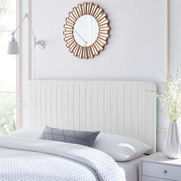 Milenna Channel Tufted Upholstered Fabric Headboard - Full/Queen, White