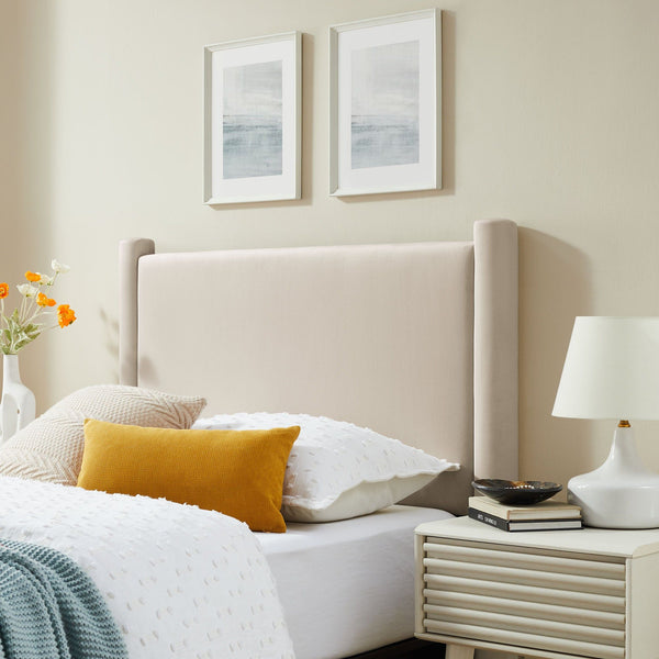 Rael Performance Velvet Headboard - Twin, Alabaster