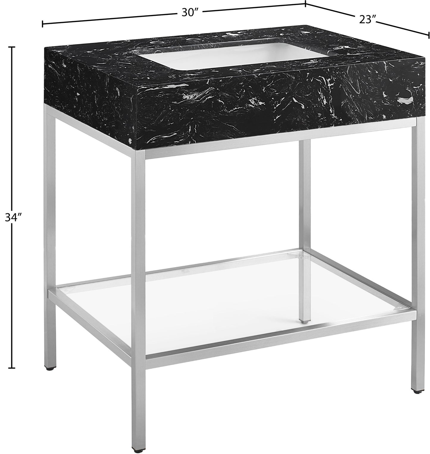 Marmo - Engineered Marble Bathroom Vanity With Chrome Base