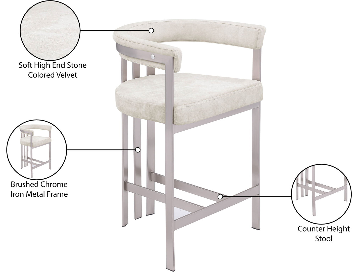 Marcello - Counter Stool (Set of 2) - Stone