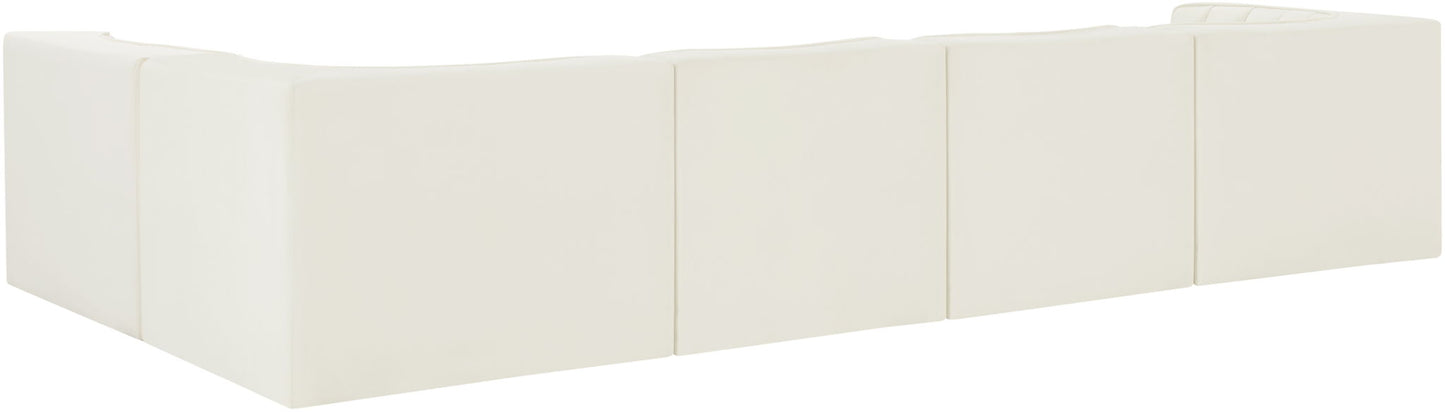 Rummi - Velvet Performance Fabric Upholstered 5 Piece Modular Sectional, L-Shaped (Right)