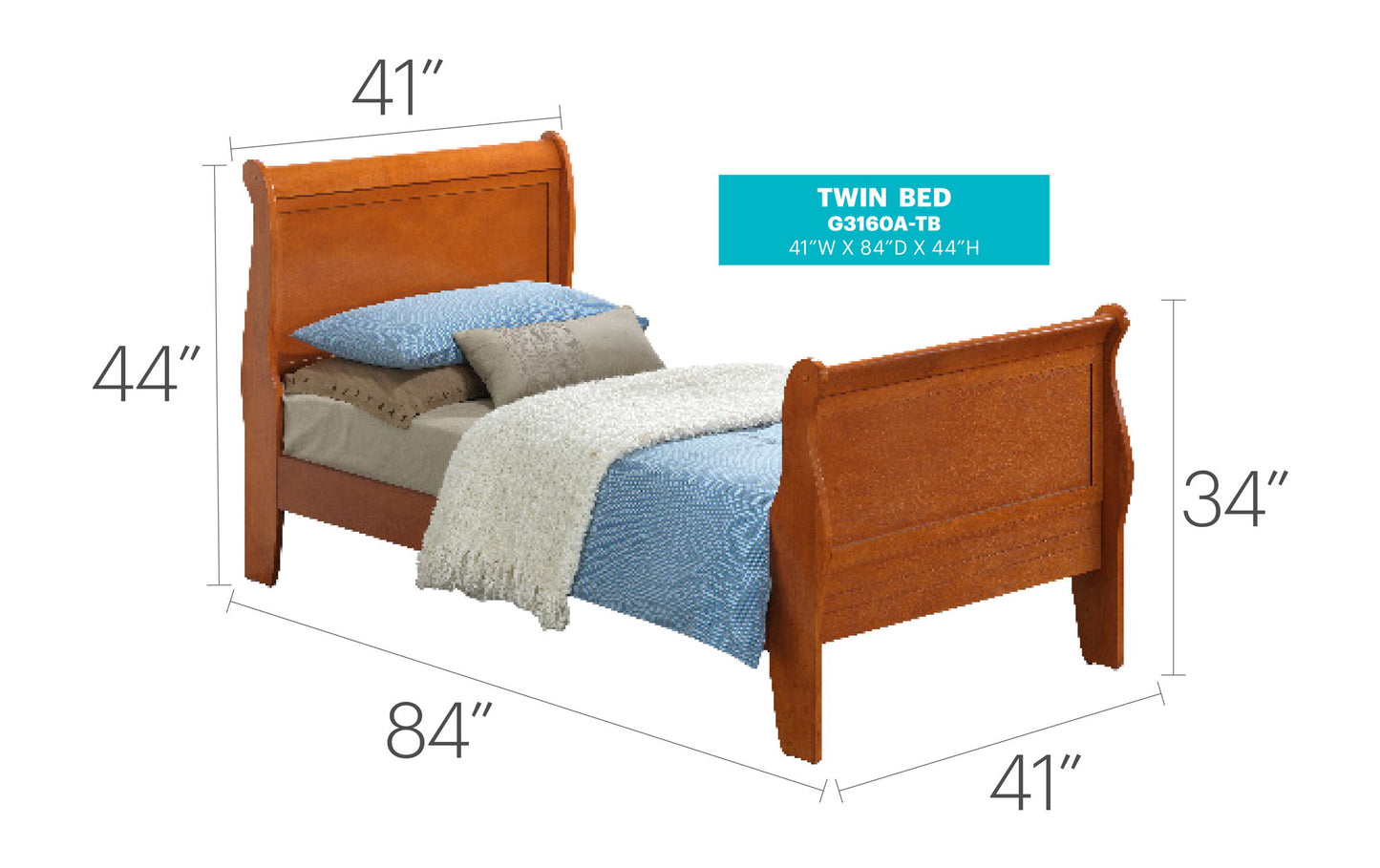 Glory Furniture - Louis Phillipe - Sleigh Bed