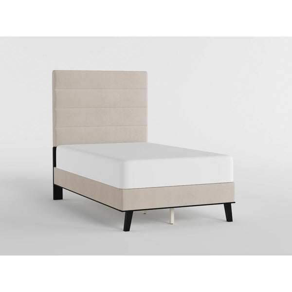 44" Beige Microfiber Platform Bed
