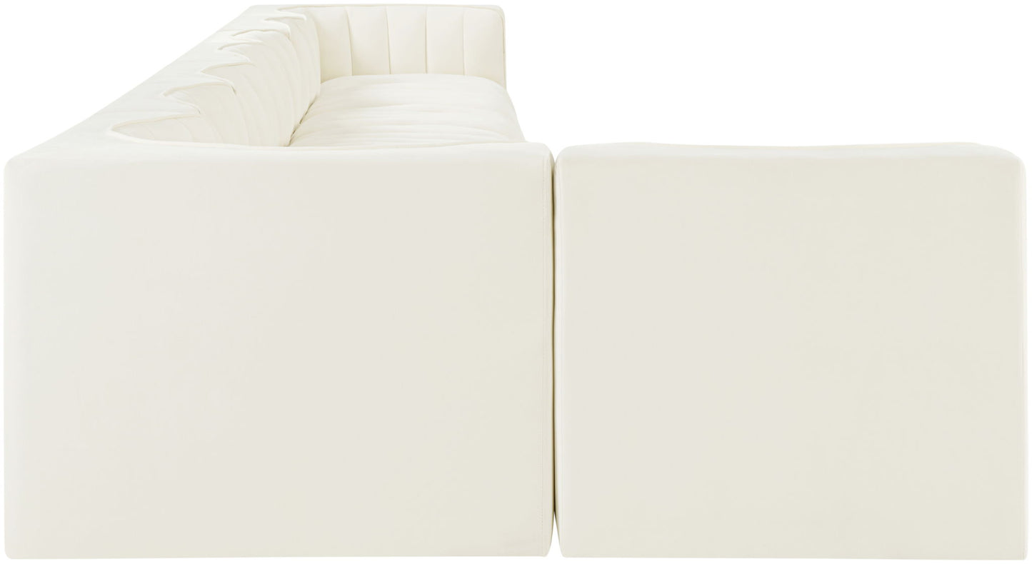 Rummi - Velvet Performance Fabric Upholstered 8 Piece Modular Sectional, L-Shaped (Right)