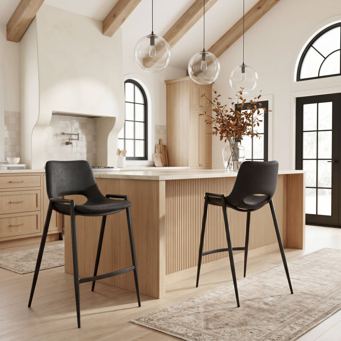 Desi - Counter Chair With Black Legs (Set of 2)