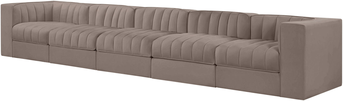 Rummi - Velvet Performance Fabric Upholstered 5 Piece Modular Sofa