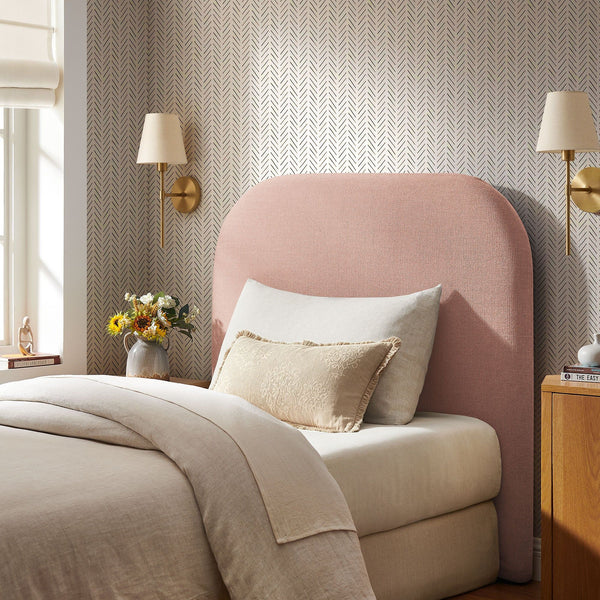 Keynote Twin Size Upholstered Fabric Headboard - Blush