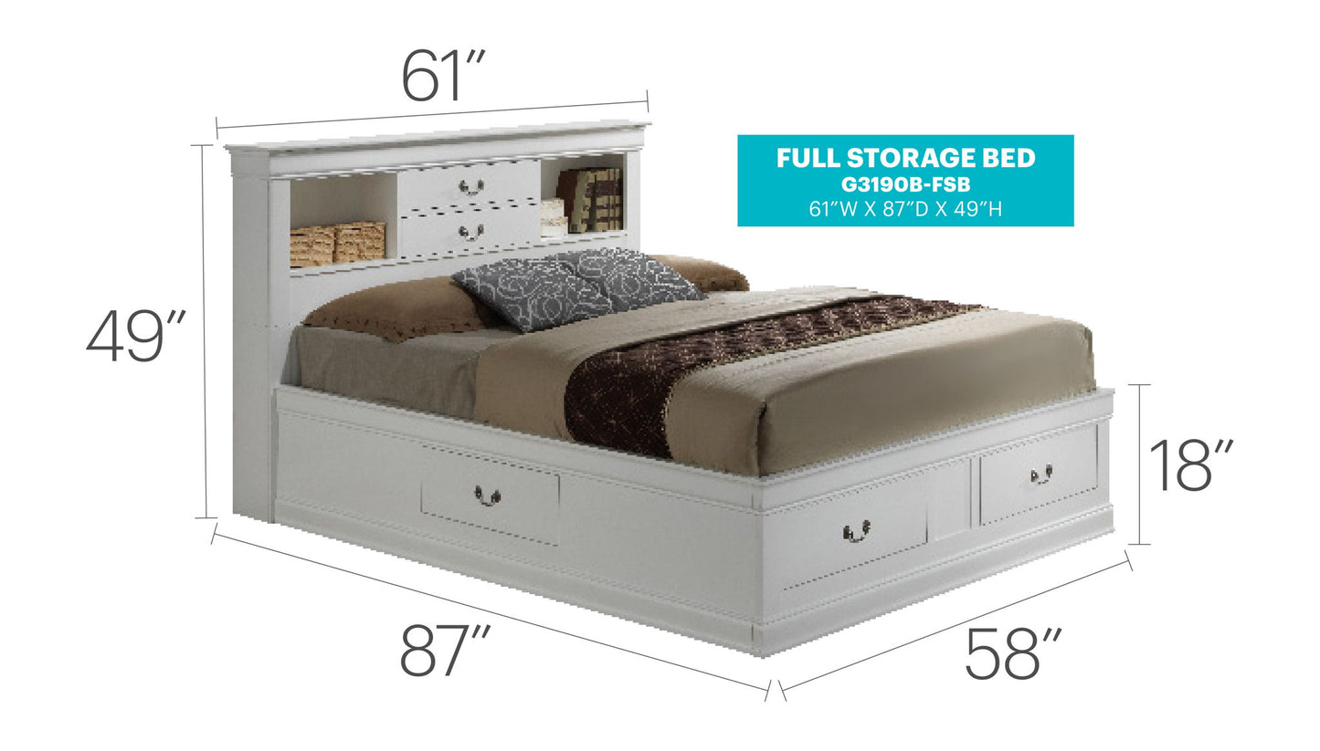 Glory Furniture - Louis Phillipe - Bookcase Storage Bed