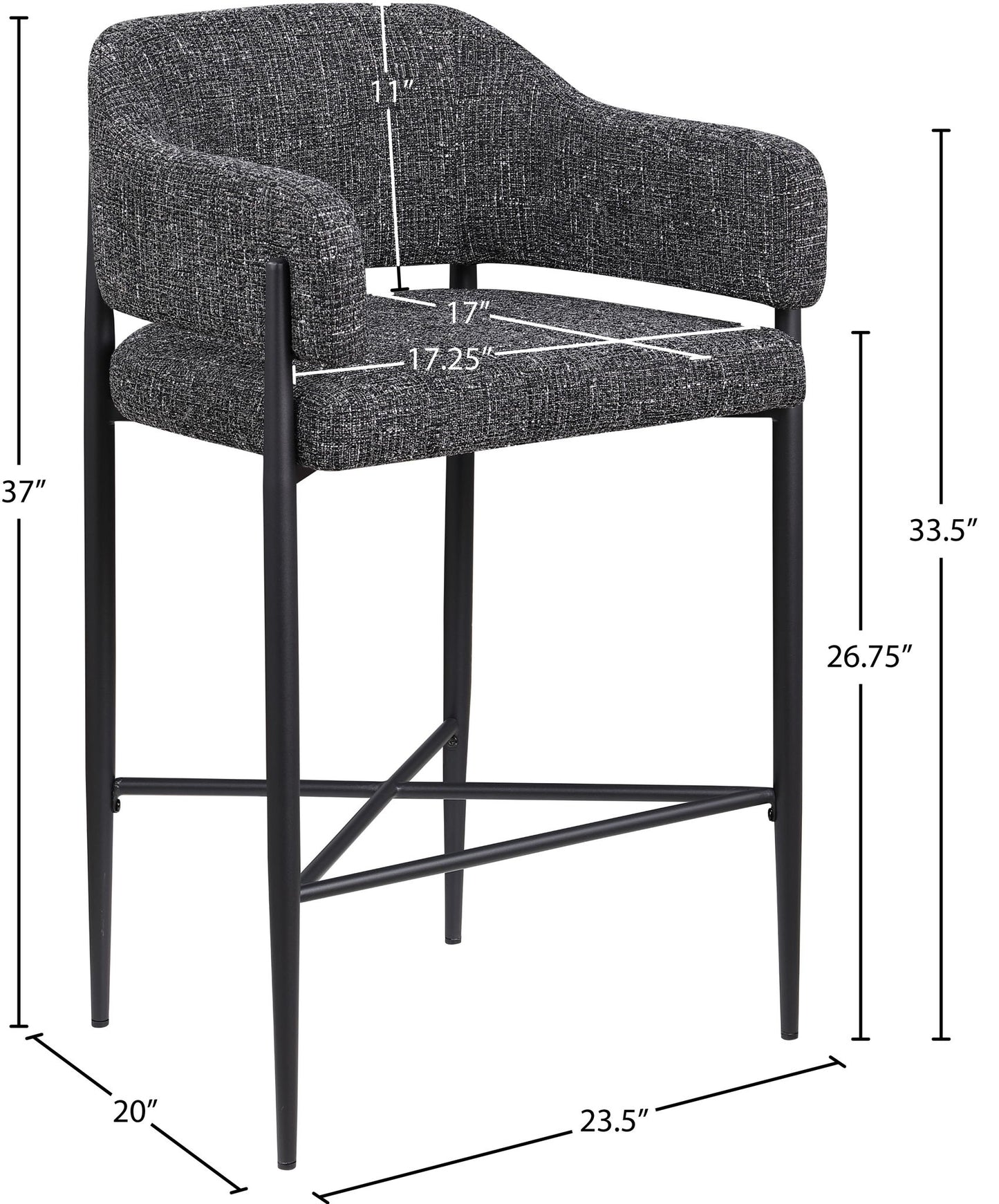 Dame - Fabric Upholstered Counter Stool (Set of 2)