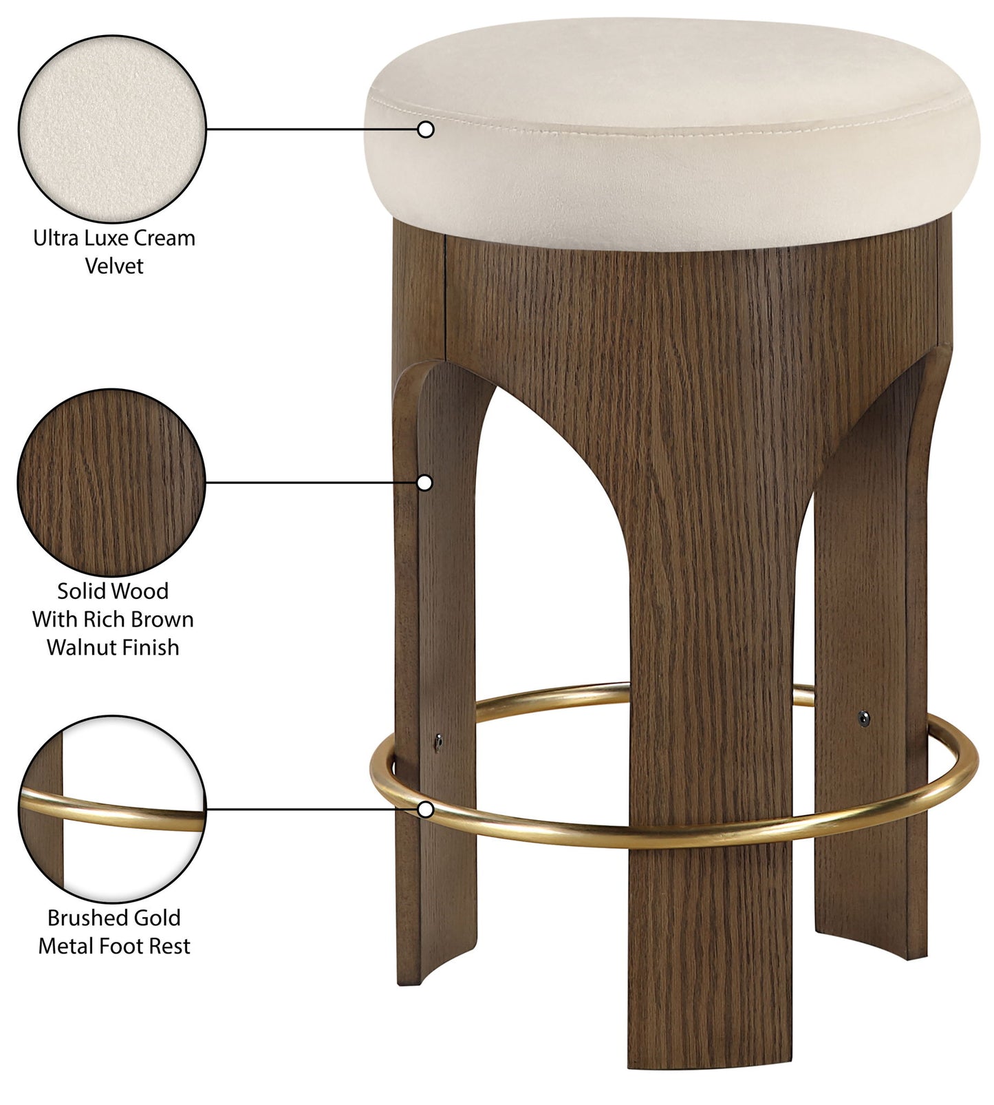 Bocceli - Counter Stool - Brown Base