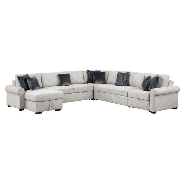 Isla 5-Piece Sectional with Reversible Chaise, Pull-out Bed, Hidden Storage and Click Motion Back