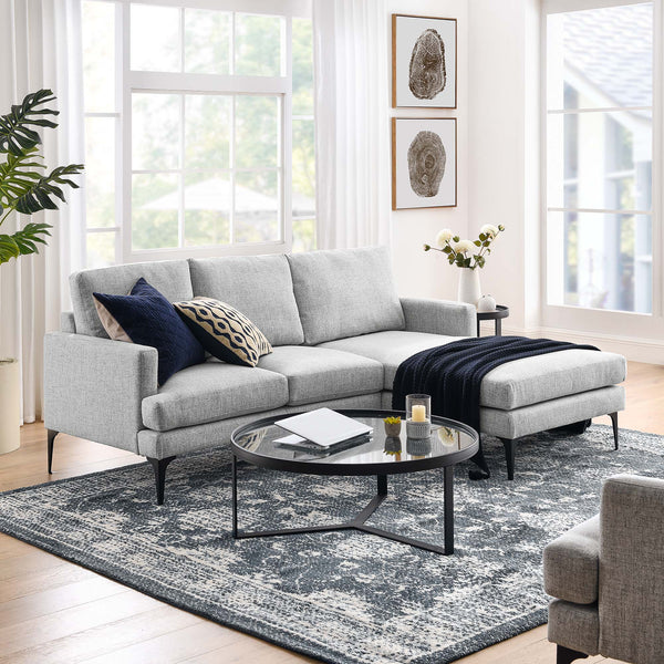 Evermore Right-Facing Upholstered Fabric Sectional Sofa - Light Gray