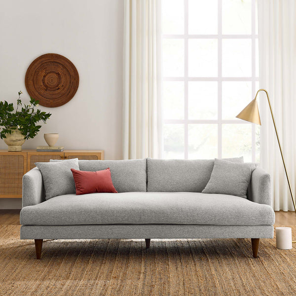 Zoya Down Filled Overstuffed Sofa - Light Gray Fabric