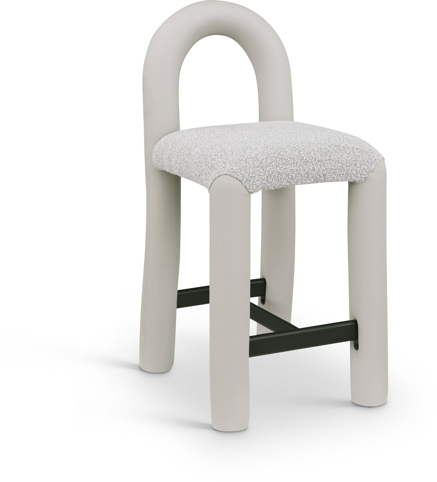 Amari - Vegan Leather and Boucle Fabric Stool