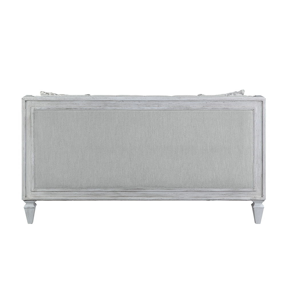 Katia - Loveseat With 2 Pillows - Light Gray Linen & Weathered White