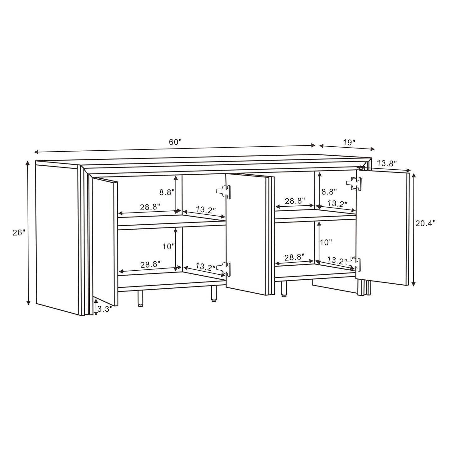 Corin - Sideboard (4-Door) - Brown